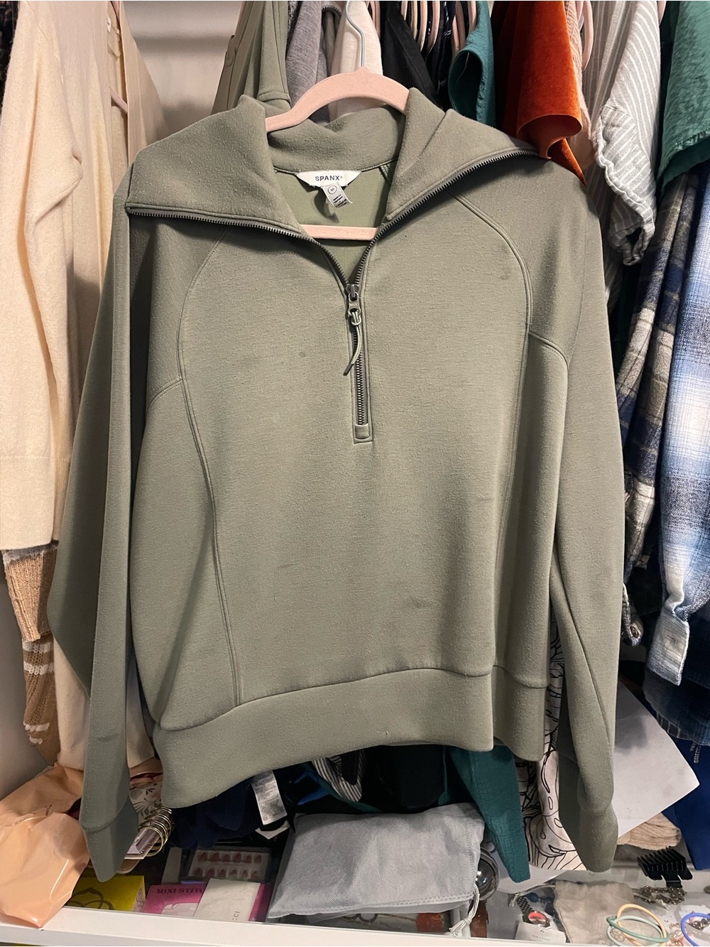SPANX AirEssentials Half-Zip Sweater Clover